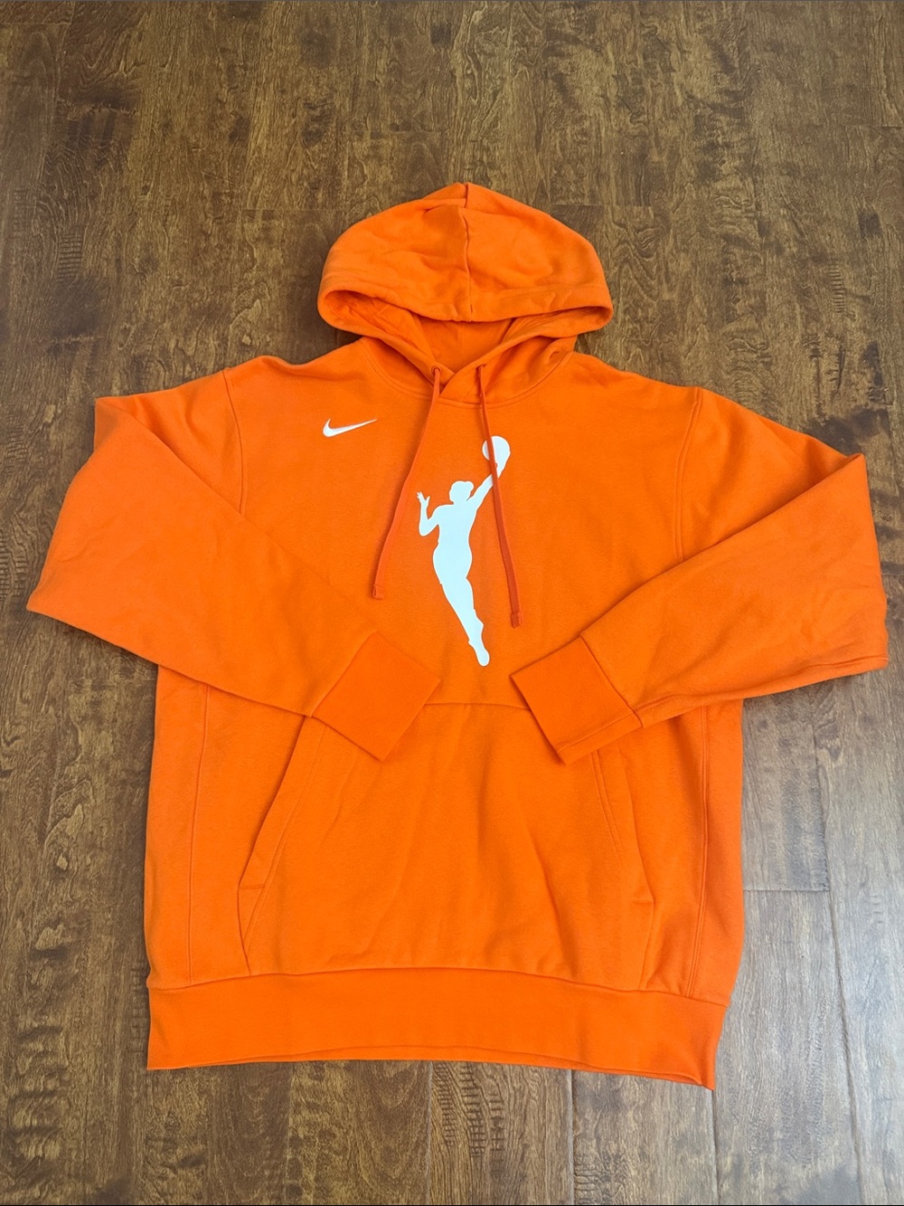 Nike Orange Pullover Hoodie with White Athlete Graphic